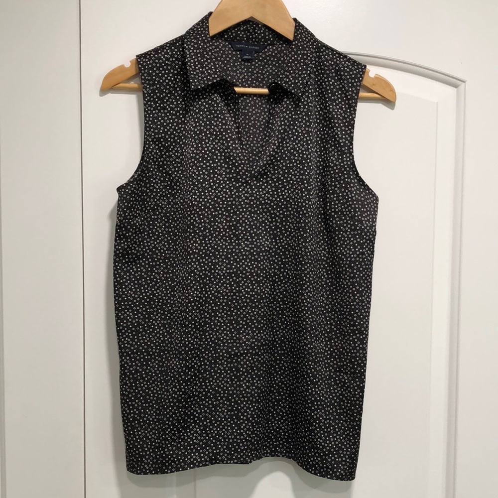 Like new - TOMMY HILFIGER Black and White Polka Dot Sleeveless Top